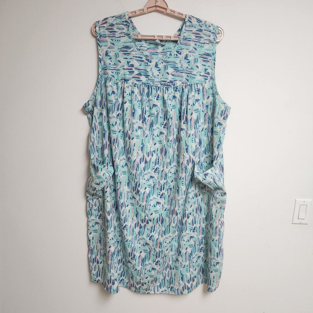 Only Necessities Dress Lounger Womens 3X 30/32 Blue Sleeveless Pockets